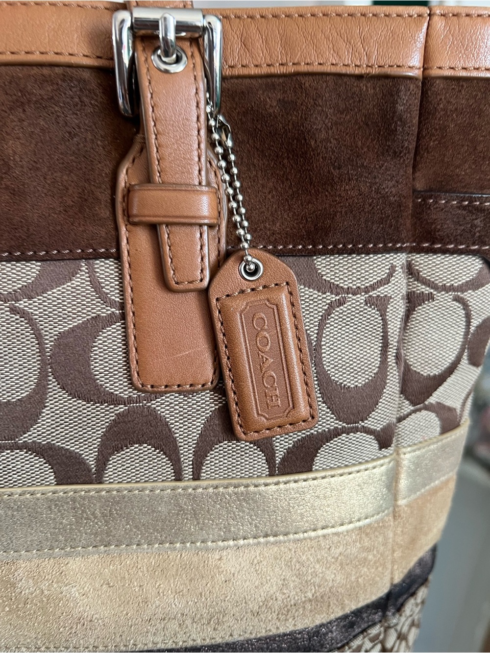 Y2K ICONIC Coach Signature Stripe Patchwork Tote - Picture 16 of 16